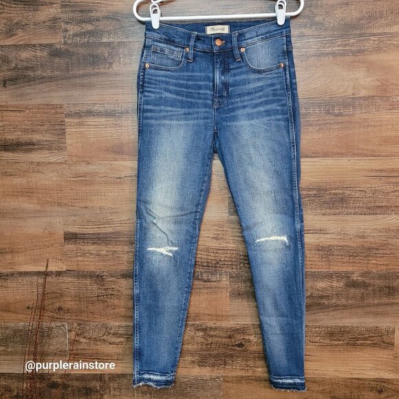 Madewell Jeans 28 Skinny 9" High Rise York Wash K1868 Tummy Control Raw Hem - Picture 1 of 12